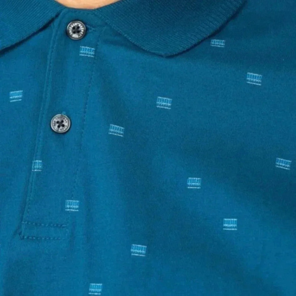 Ben Sherman Micro Geo Print Jersey Polo Lake Blue - Picture 7 of 8